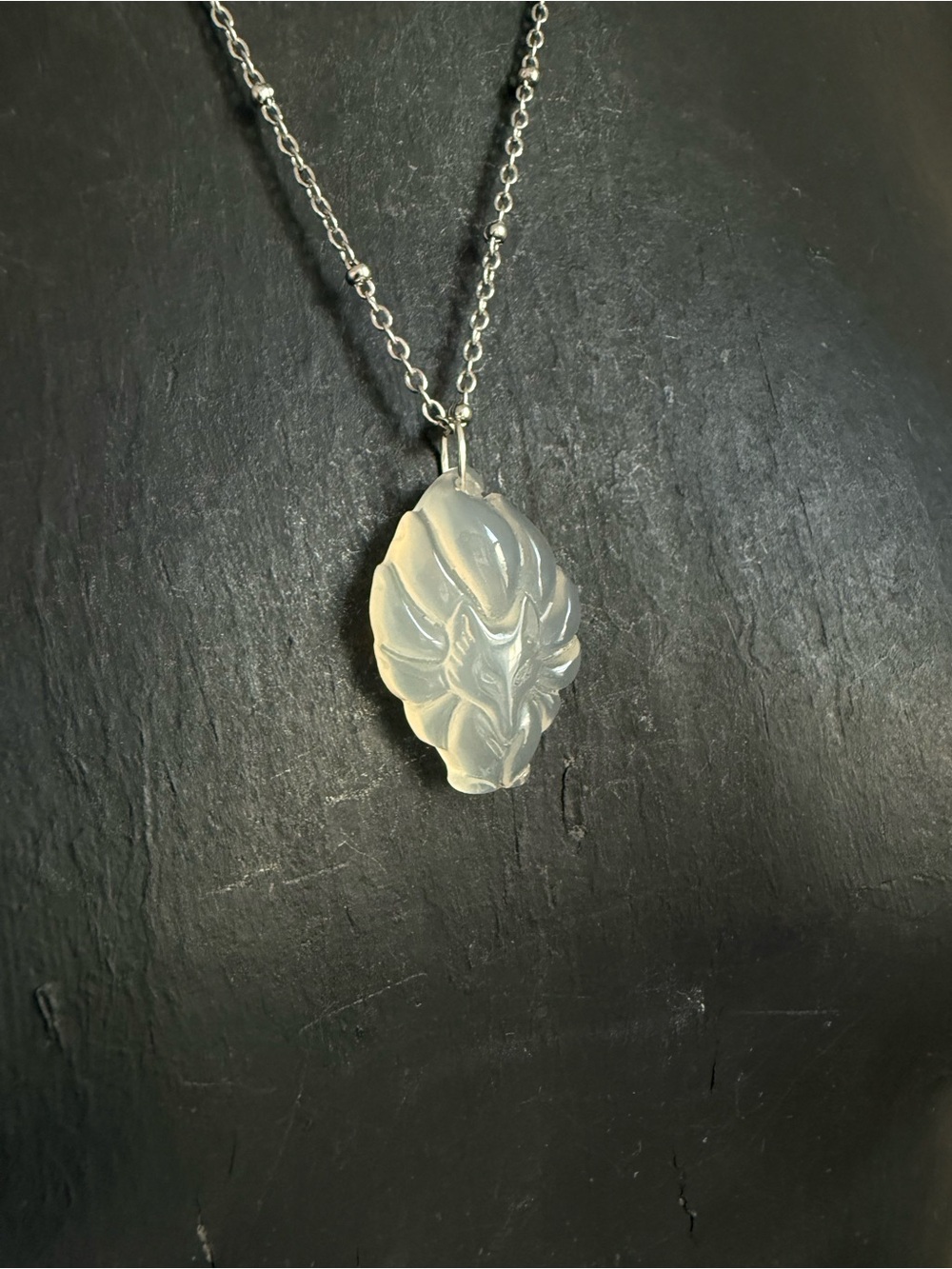 Vulpix fox agate crystal pendant necklace layering jewelry fantasy jewelry cospl